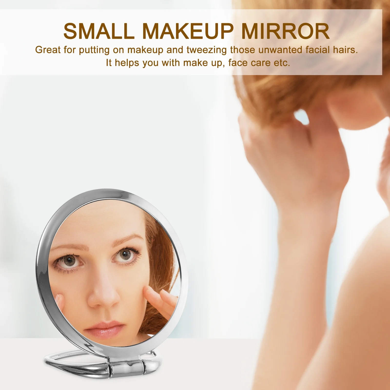 

Magnifying Double Sided Folding Handheld Mirror Lightweight Desktop Makeup Mirror for Travel Handheld Mirrors