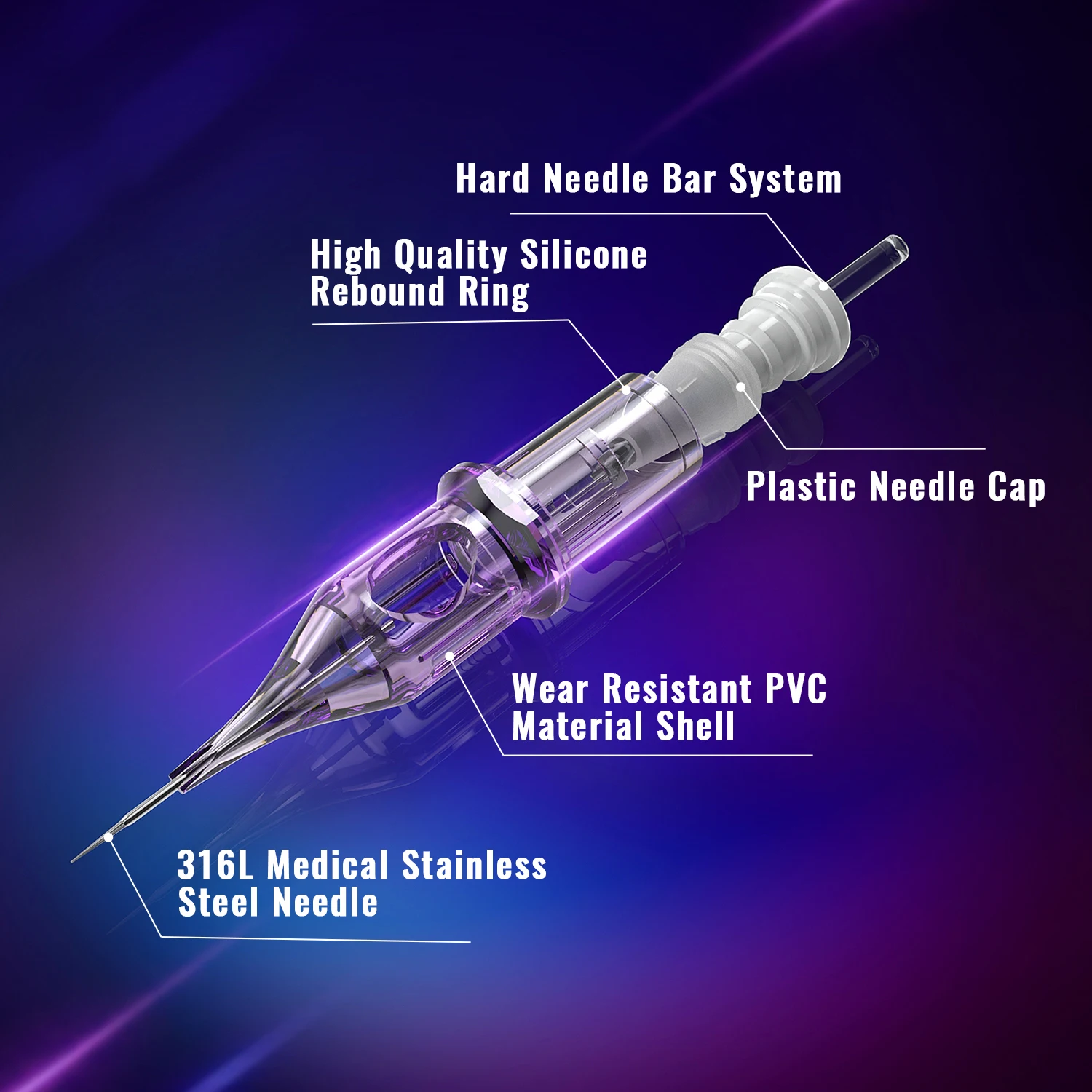 OFEYLE 10/20/100 قطعة إبر خرطوشة الوشم المهنية المختلطة مع خراطيش السلامة الغشائية إبرة الوشم القابل للتصرف