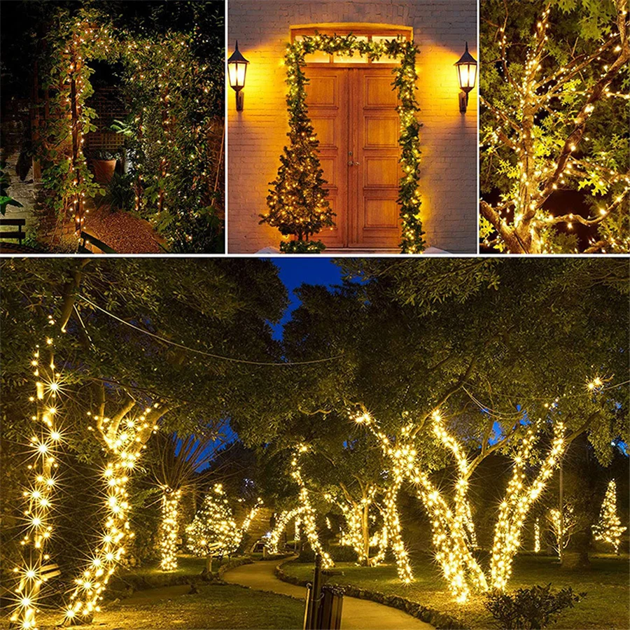 100/200 LED Solar Lichterketten 8 Modi im Freien wasserdichte Lichterketten für Garten Weihnachten Hochzeit Girlande Urlaub Dekoration