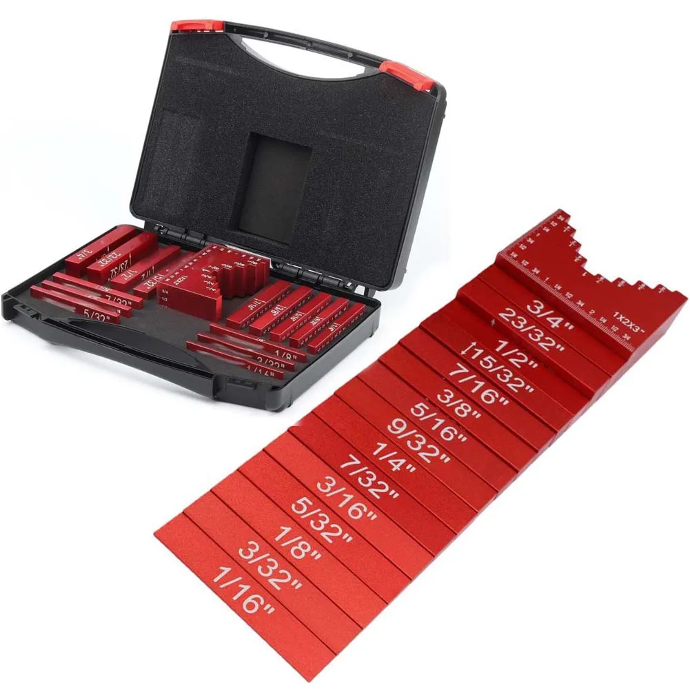 16pcs Setup Blocks Height Gauge Gauge Block Set Setup Bars Portable Testing Gauge Block For Height Measurement Router Table Saw