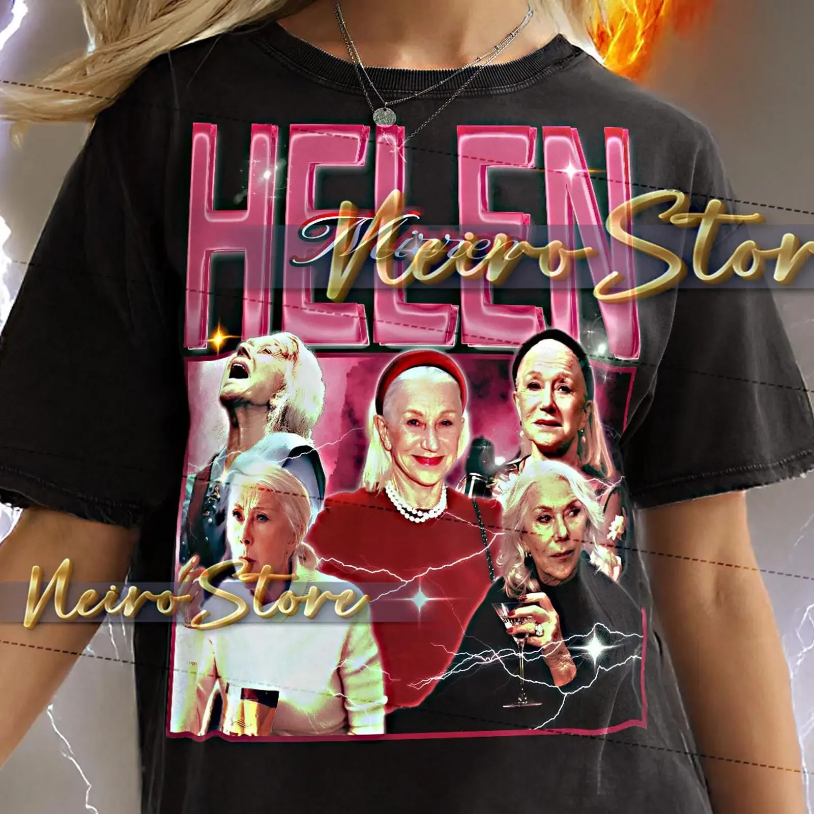 Helen Mirren Bootleg T Shirt Retro Dame Energy Queenly Grace Vintage Sweater vintage Washed Soft Stylish Comfortable Breathable