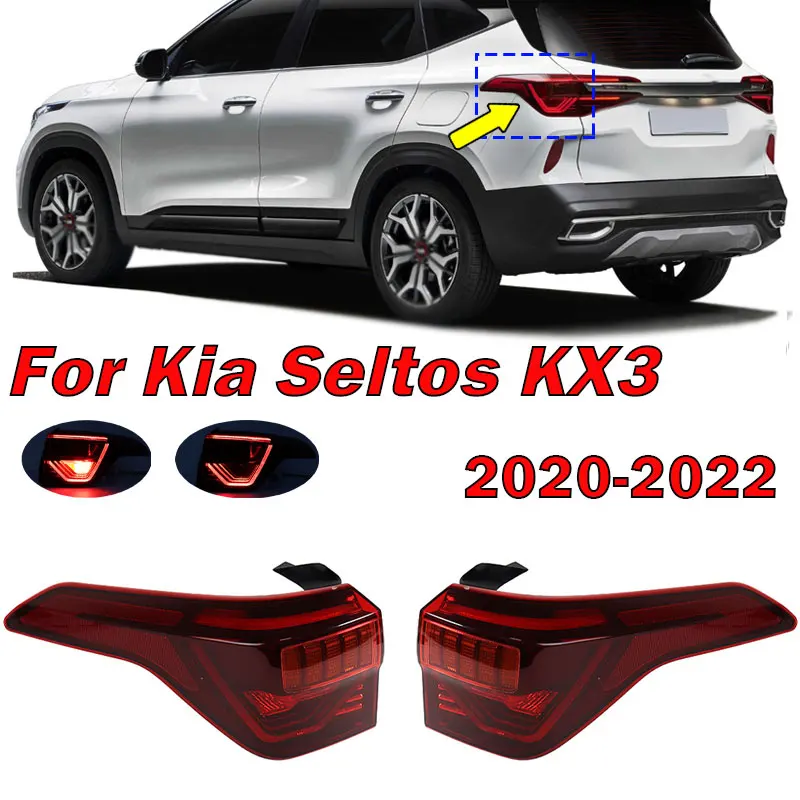 

Car Accessories Rear LED Tail light Turn Signal Lamp Warning Brake For KIA KX3 Seltos 2020 2021 2022 Outside Taillight Assembly