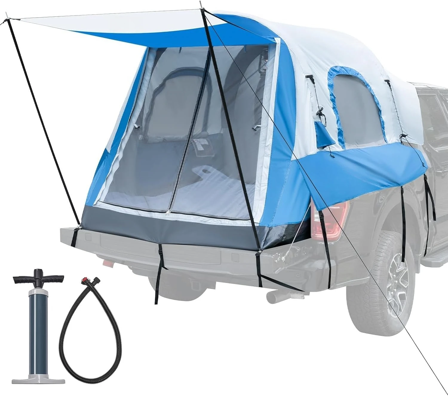 

5.5-6.5FT with Awning Includes Air Pump for Quick 30 S Setup, use Pickup or Camping Tent Truck Tent with Waterproof Roof Shade