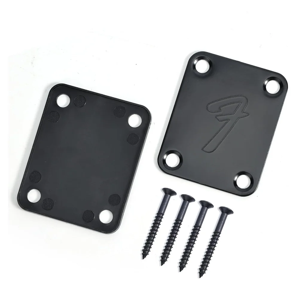 Electric Guitar Neck Plate, Vintage Style Guitar Back Plate with Screws, Fits Most Guitar Bass, Silver Gold Black - view 6