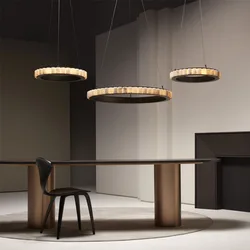 Dimmable LED Modern Marble Golden Black Lustre Hanging Lamp Chandelier Lighting Suspension Luminaire Lampen For Dinning Room