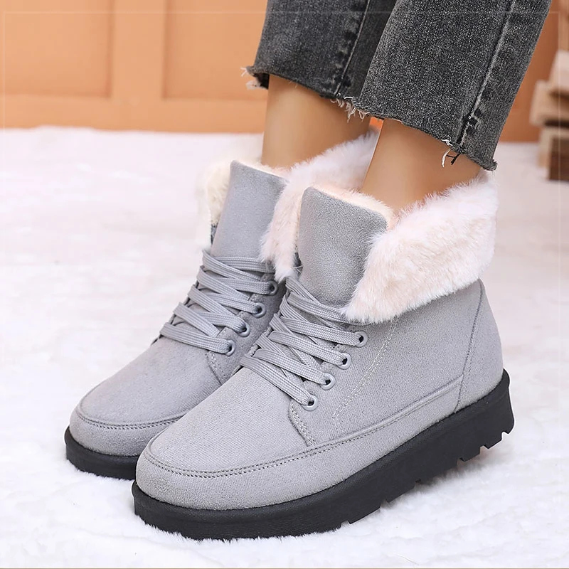 Boots Fur Winter Boots Women 2025 New Winter Shoes Woman Snow Boots Ankle Women's Combat Footwear Low Heels Short Botas Mujer_voghion.com