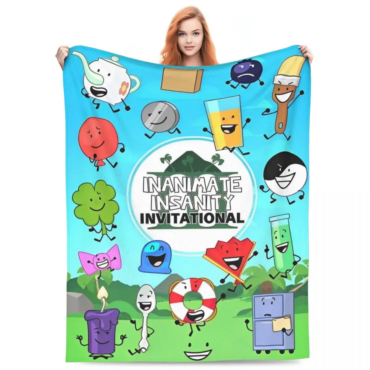 Inanimate Insanity Invitational Blanket BFDI Airplane Travel Flannel Throw Blanket For Couch Chair Soft Quality Bedspread Gift