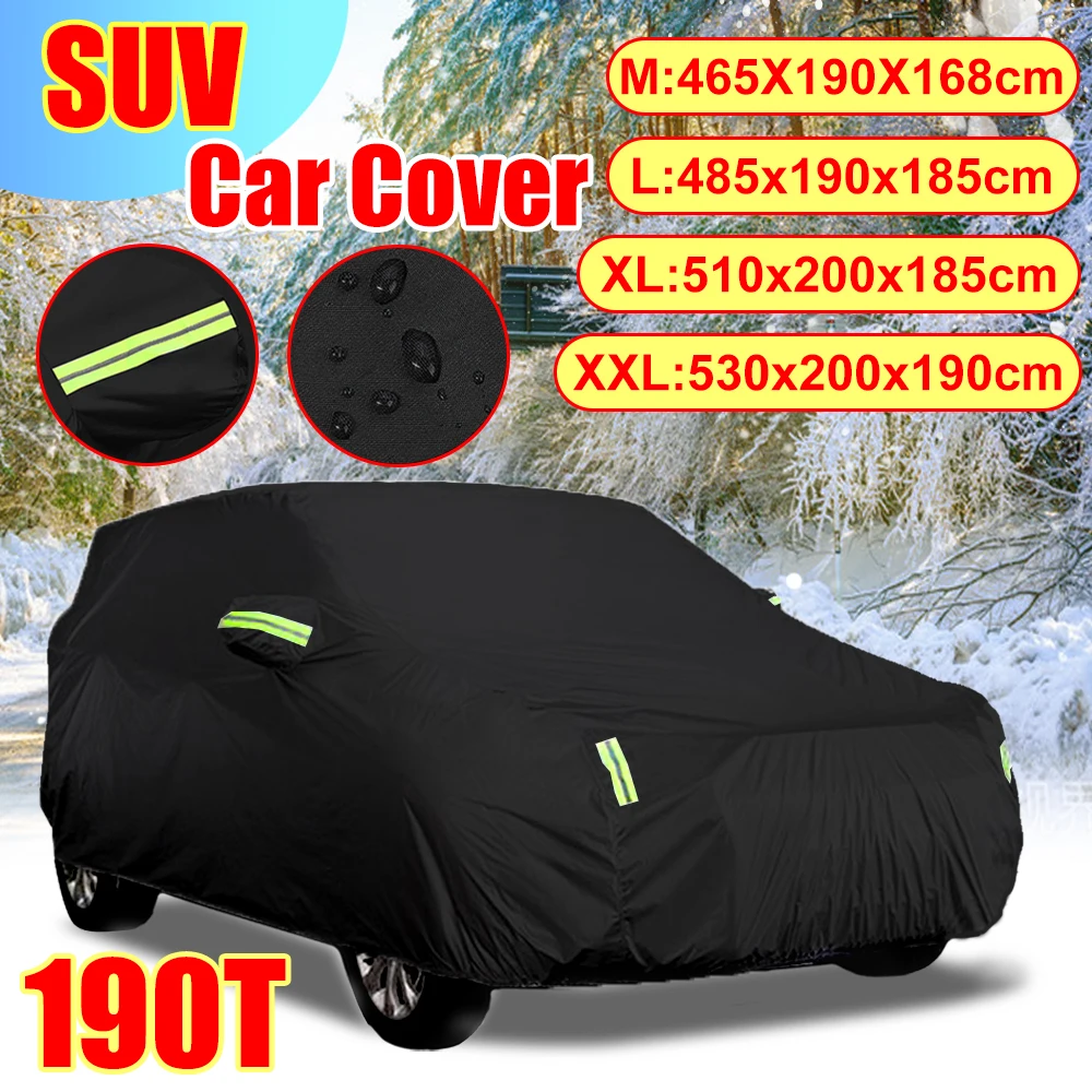 

Car Covers Outdoor Waterproof Dustproof Sun Rain Snow Protection UV 190T Polyester Taffeta For SUV Sunshade Cover Universal