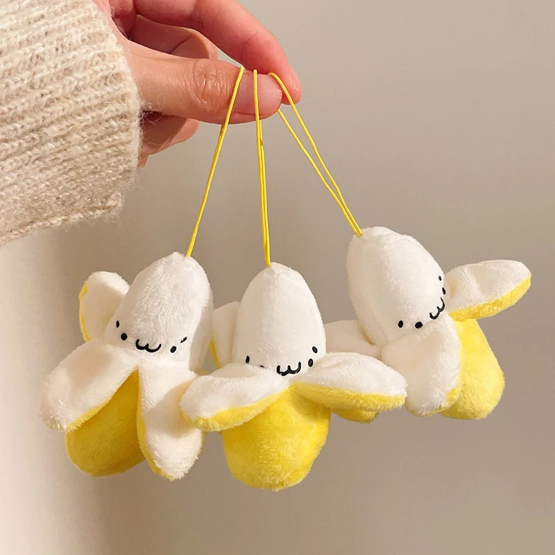 Cartoon-Bananen-Plüsch-Schlüsselanhänger, Niedlicher Kleiner Frucht-Anhänger, Schlüsselring für Mädchen, Taschen-Ornamente, Schüler-Buchzubehör, Geschenke
