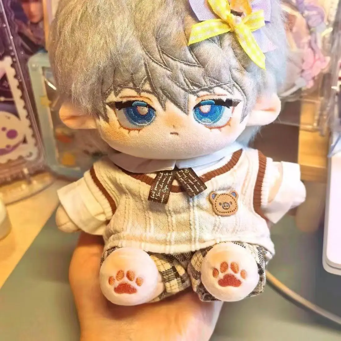 20 cm große Baumwollpuppenkleidung, süßes Outfit im Schulstil, Plüschpuppen-Kostümzubehör, Geschenk für Mädchen, Kawaii-Puppenoutfit – Detail 7