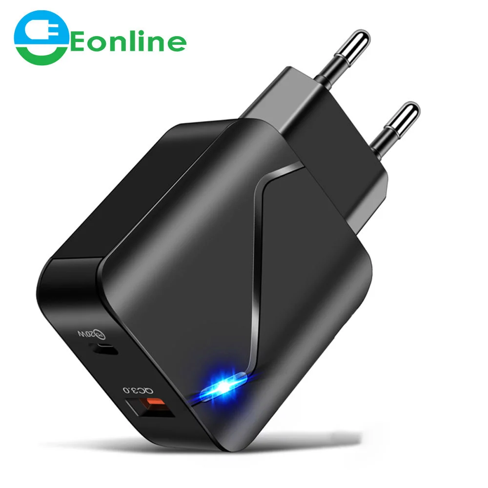 

Eonline LED Quick Charge 3.0 QC PD Charger 28W QC3.0 USB Type C Fast Charger for Xiaomi HUAWEI Phone PD Charger