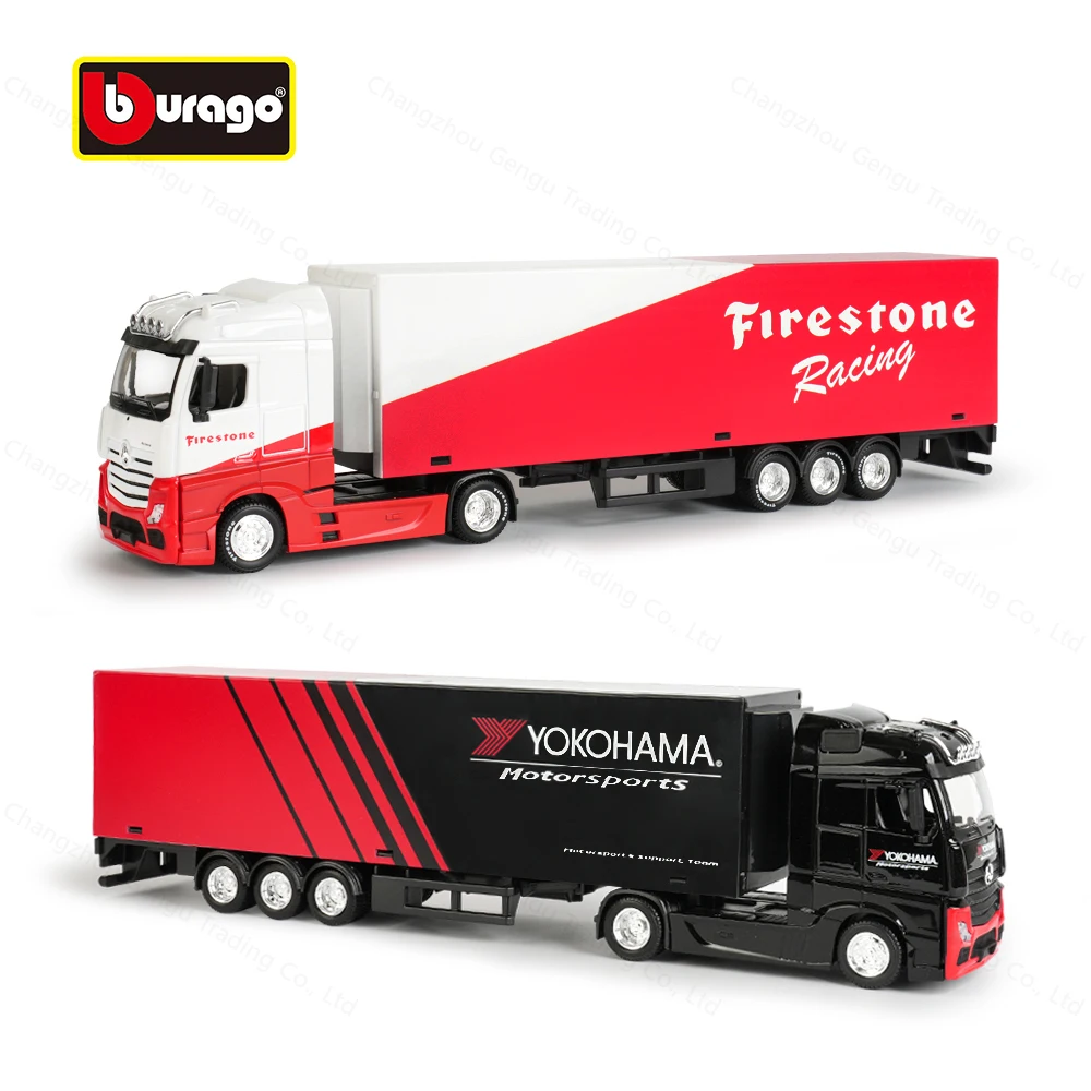 Bburago 1:43 Mercedes-Benz Actros GigaSpace Trailer Zware Tractor Truck Zwart Gegoten Collectible Hobby Model Speelgoed