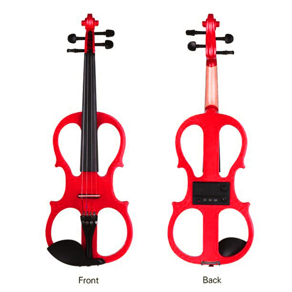 Full Size 4/4 Silent Electric Violin Solid Wood Maple With Bow Hard Case Tuner Audio Cable Strings