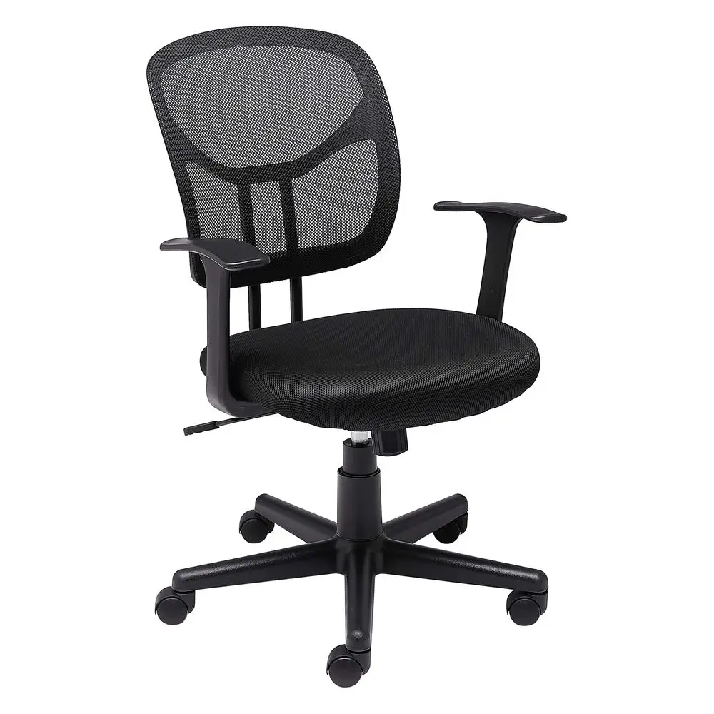

Basics Breathable Mesh MidBack Office Desk Chair with Armrests, Lumbar Support, 360Degree Swivel, AdjustableHeight, Black