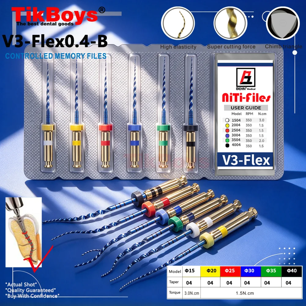 6Pcs/Box Dental NITI Heat Activation Super Files For Engine Use Nickel-titanium Canal Root File Alloy Endodontic Tip 20#25#04