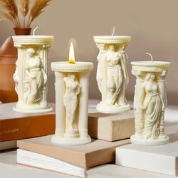 Greek Goddess Candle Silicone Mold Athena Statue Candle Mold DIY Handmade Aromatherapy Gypsum Making Mould Home Decoration