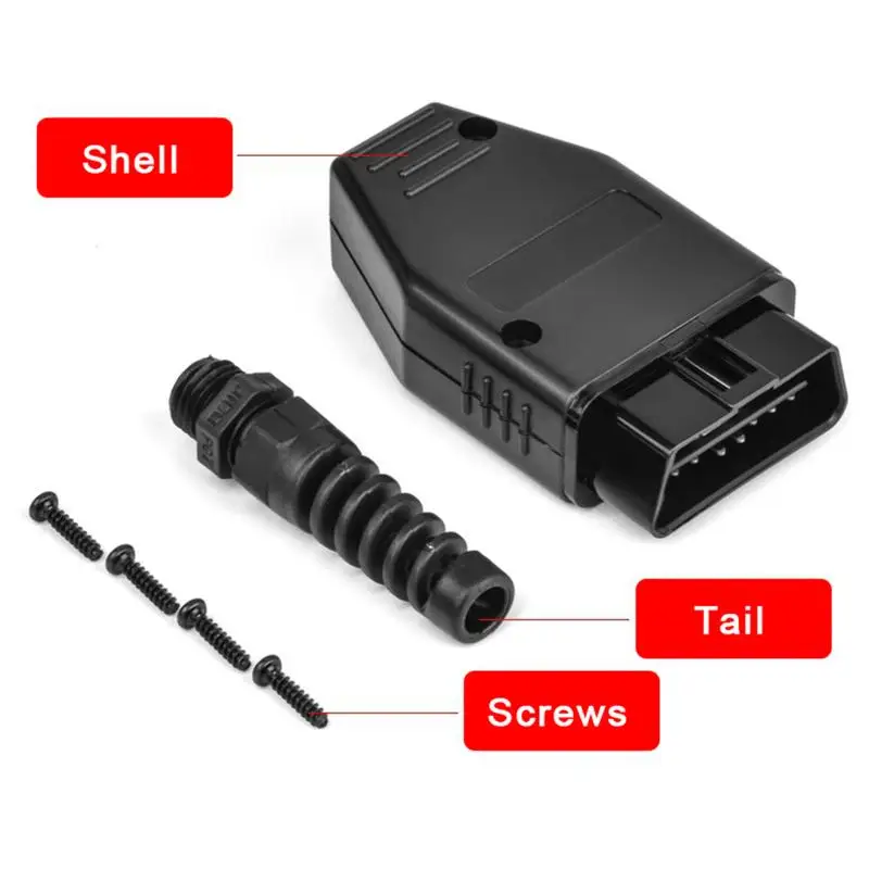 1 Set OBD Male Plug OBD2 16Pin Connector OBD II Adaptor OBDII Connector J1962 OBD2 Connector