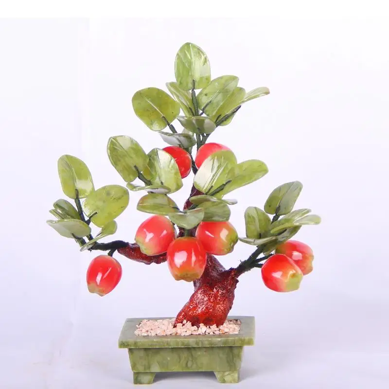 Baumförmige Jade-Kunsthandwerke Simulierte Topfpflanzen Statue Moderne Dekoration Obst-Skulptur Raumästhetik Schreibtisch-Dekoration Ornamente
