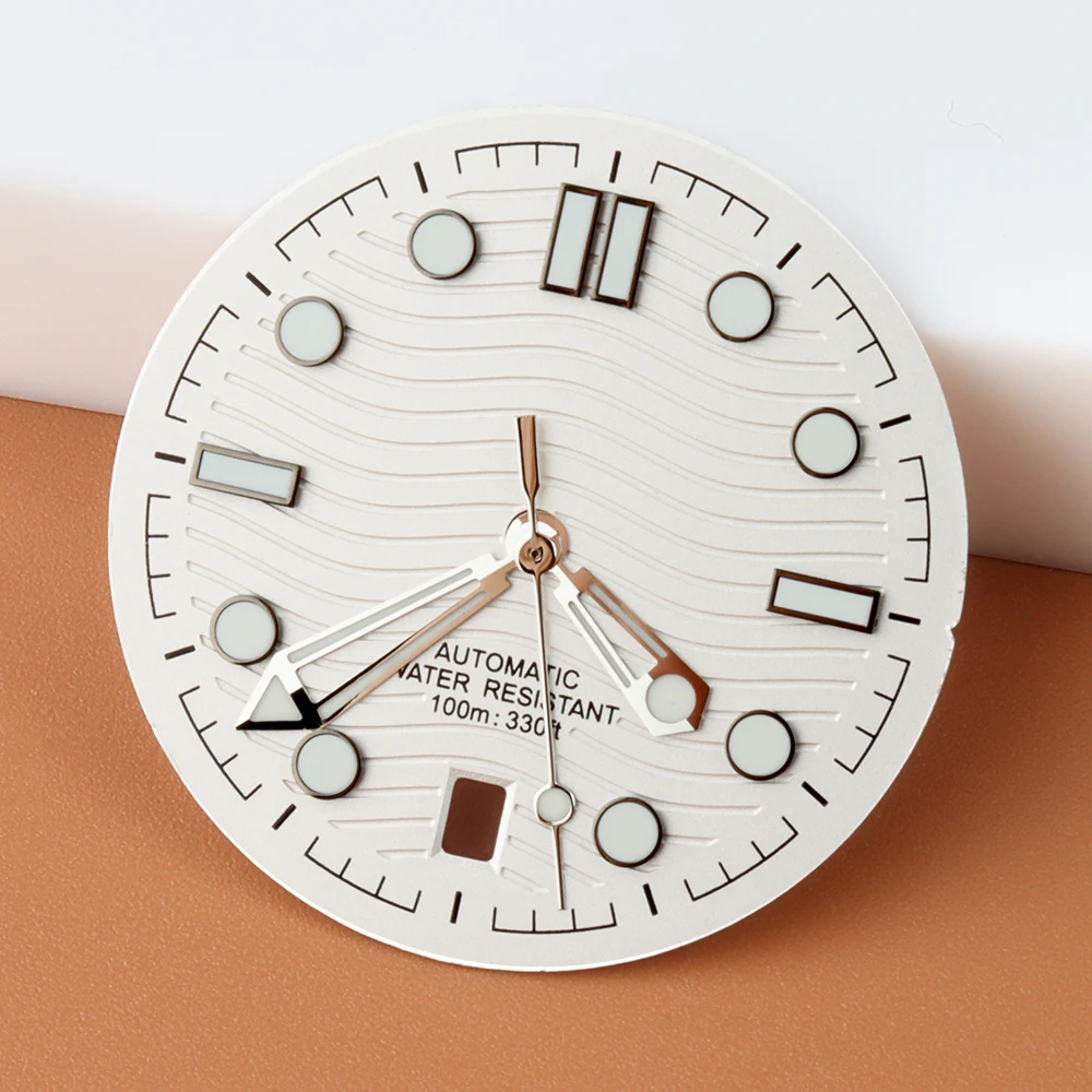 31.7MM NH35 Dial Hands 6 O‘clock Date For Seamaster 300 Dial Green Luminous For NH35 NH36 Movement Watch Replacement Parts