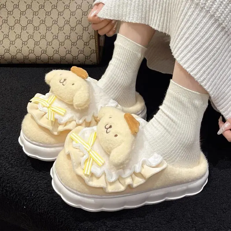 Hellokitty Cotton Shoes Kuromi Cinnamoroll Women Plushie Cartoon Plush Kawaii Flat Shoes Slippers Shoes Plush Gift Y2K