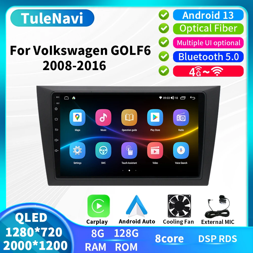 

T7plus Android 13 For Volkswagen VW Golf 6 2008 - 2016 Car Radio Multimedia Navigation GPS Auto Video Player Carplay Octa-core