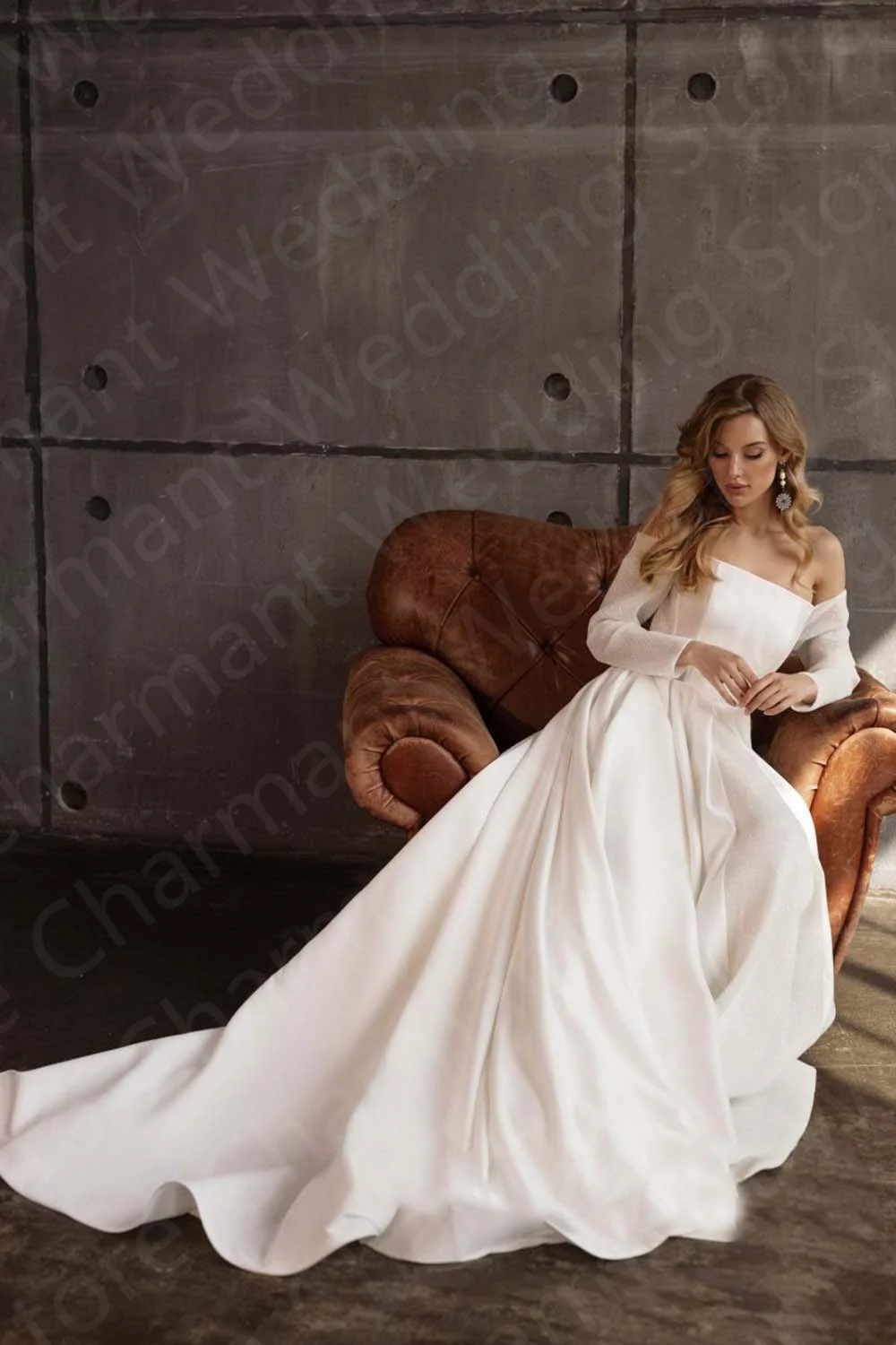 Graceful On Sale 2023 Wedding Dresses Ivory Strapless Bride  Off Shoulder Long Sleeves Bridal Gowns Corset Back