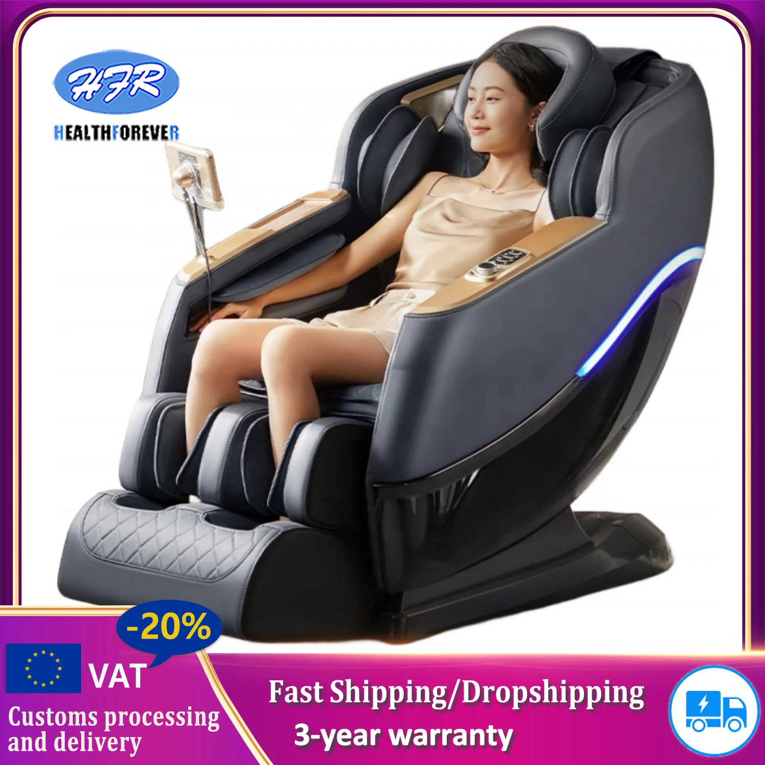 3 year warranty massage chair Zero Gravity Intelligent Full Body Airbags Heating Bluetooth music Massage Chair sofa hot sale