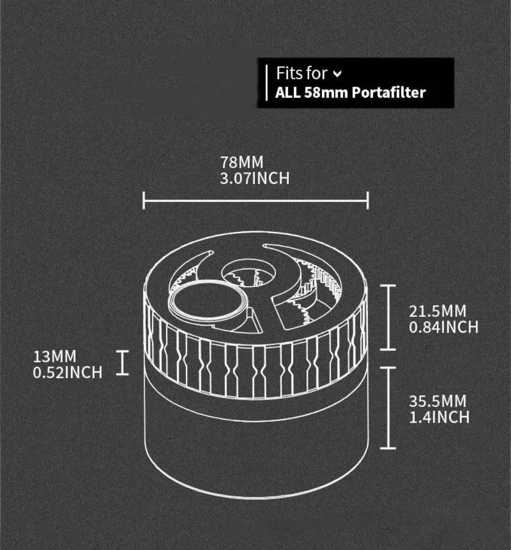 Imagem -05 - Agitador Distribuidor de Café em pó Anel de pó Magnético Material de Prata Espacial Pin Interestelar Design de Três Estágio 58 mm