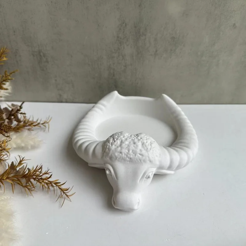 Horn Ashtray Silicone Mold Cow Storage Tray Dish Plaster Mold Resin Epoxy Mold