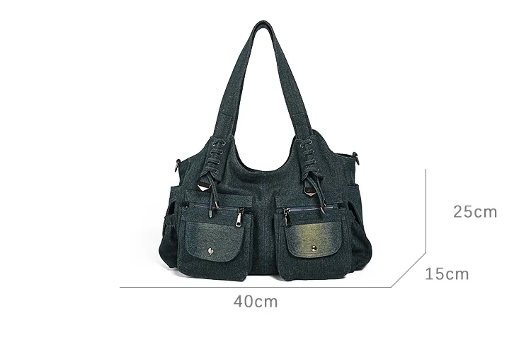 Vintage Denim Women Handbag and Purse Luxury Designer Shoulder Crossbody Bag for Female Large Capacity Shopper Bag big totes