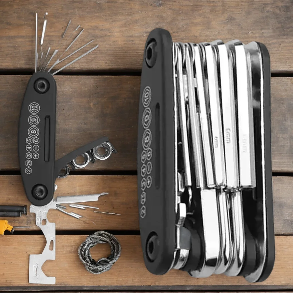 Herramienta Multiusos para Ciclismo 16 en 1, Duradera y Ergonómica, Kit de Reparación para Bicicletas de Carretera/Montaña