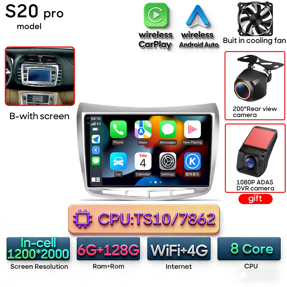 Android 15 autoradio multimediaspeler draadloze Carplay stereo voor Lancia Delta 2009 - 2019 navigatie GPS 2din DSP Wifi