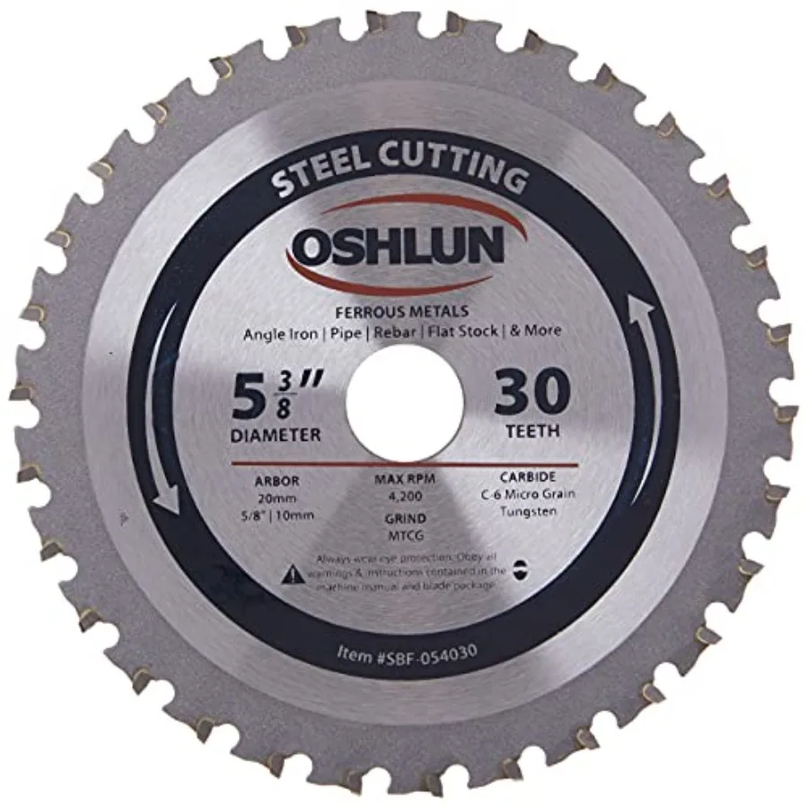 

SBF-054030 5-3/8-Inch 30 Tooth MTCG Saw Blade with 20mm Arbor 5/8-Inch and 10mm Bushings for Mild Steel and Ferrous Metals