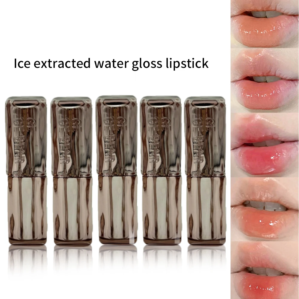 Gegebear Ice Extract Hydrating Lipstick — Transparent and Radiant Finish, Moisturizing Mirror Gloss, Whitening Lip Color