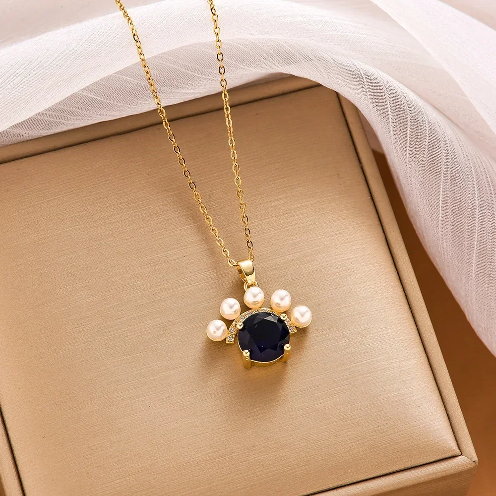 Простой и нишевый дизайн, цепочка со сломанными костями, легкое роскошное ожерелье из цветного циркона в стиле ретро с драгоценными камнями.