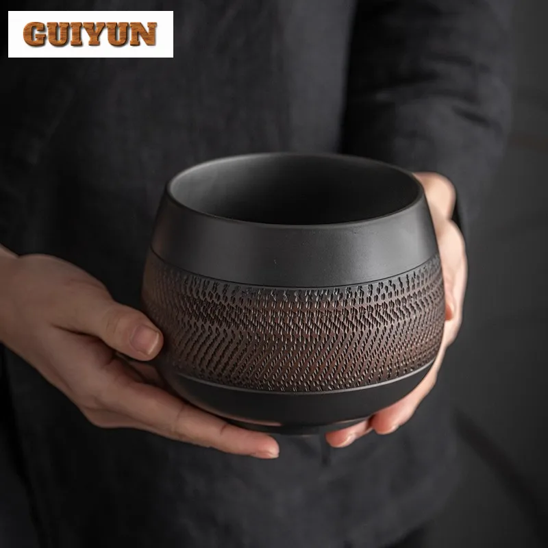 

950ml Purple Pottery Jump Knife Zen Style Jianshui Tea Wash Tea Residue Bucket Household Chaxi Tea Ceremony Equipment Craft Gift