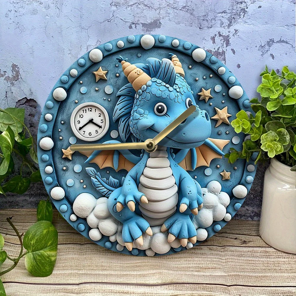 Wall Clock With Inferno Dragon Design - Perfect For Living Room Decor & Summer Vacation Gifts Clock Wall Decor Wall Clocks