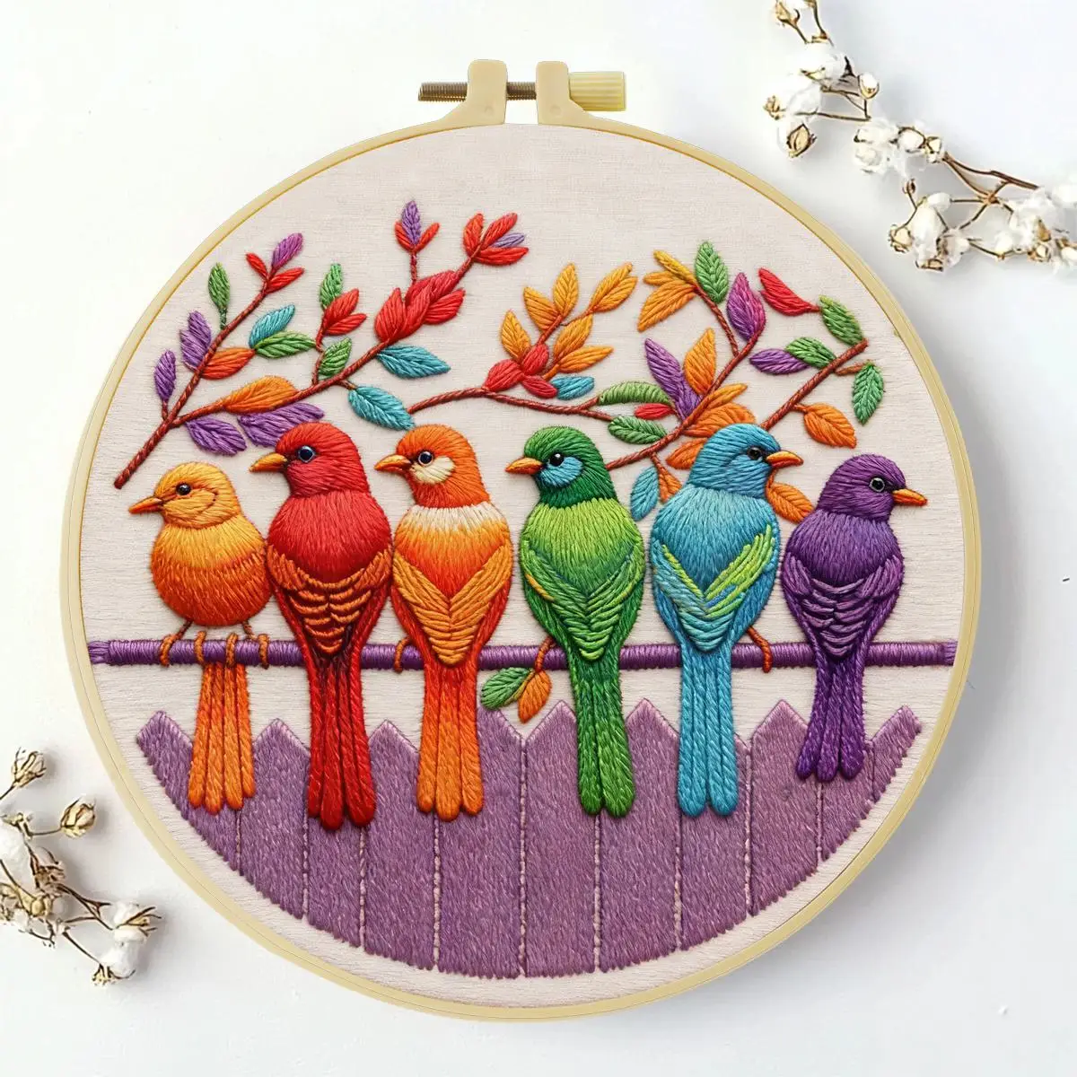 1 Stück 20X20CM/15X15CM 7,87/6,3 Zoll Farbige Vögel Stickerei Starter-Kit DIY-Kit DIY-Stickerei-Set für Anfänger – Detail 1