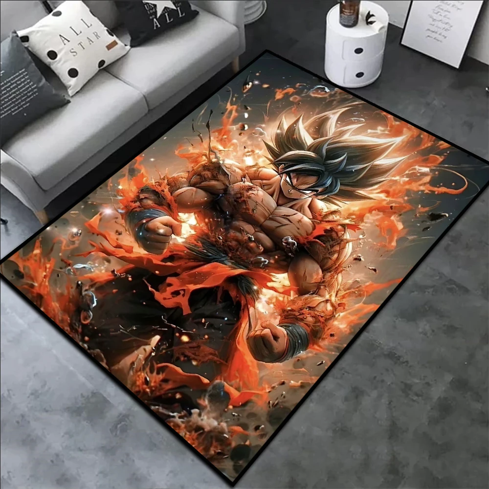Karpetten Anime Dragon Ball Zwart Goku Vegeta Super Cool Super Blue Gogeta Pas tapijt aan Handgemaakt bedrukt tapijt voor kamerdecoratie