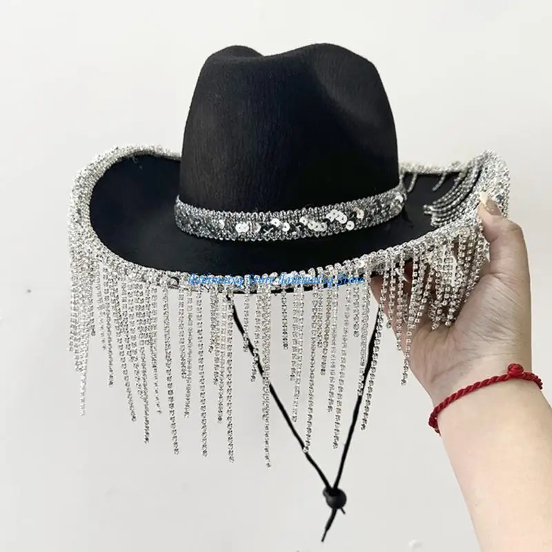 

573B Spring Sunproof Wedding Cowgirl Hat with Curved Brim Hat for Bachelorette Party