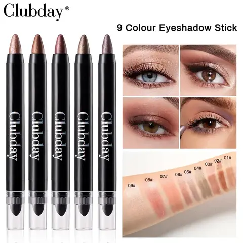 Clubday 9pcs 아이섀도 스틱, 쉬머 및 매트 브라운 메탈릭 크림 아이섀도 펜슬 크레용 아이 브라이트너 스틱