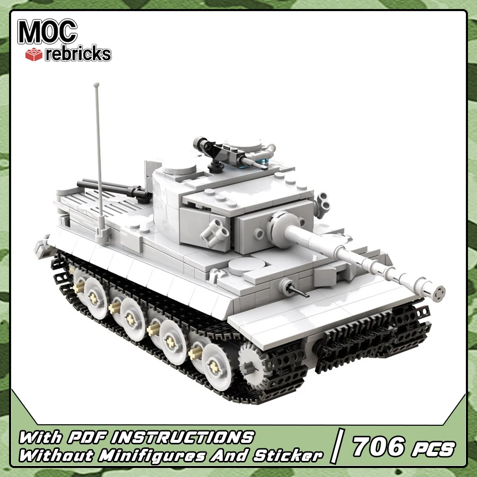

MOC-214114 Military Series Tiger I – German Heavy Tank Model Set Building Blocks DIY Bricks Toys Childrens Birthday Gifts
