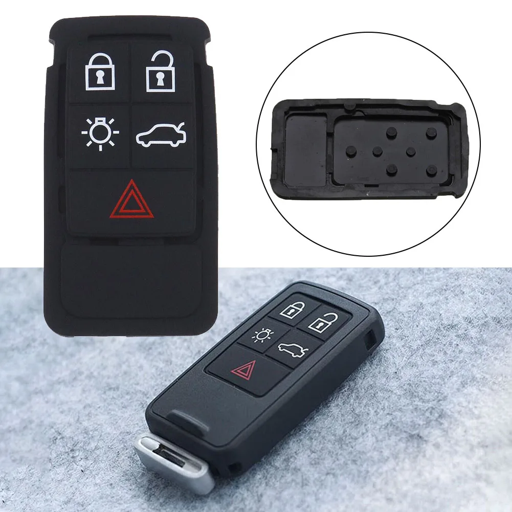 1PC 5 Button Rubber Remote Car Key Case Pad For XC60 XC70 V70 S60 S80 Car Remote Key Mat Case Repair Rubber Pads Mat 5 Button
