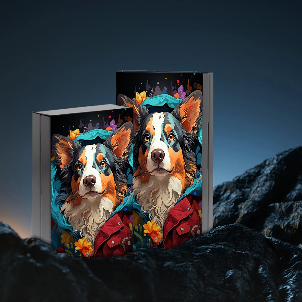 Metallkette – befestigte Aschenbecherbox mit Hundemuster, ideal für Haustierliebhaber unterwegs