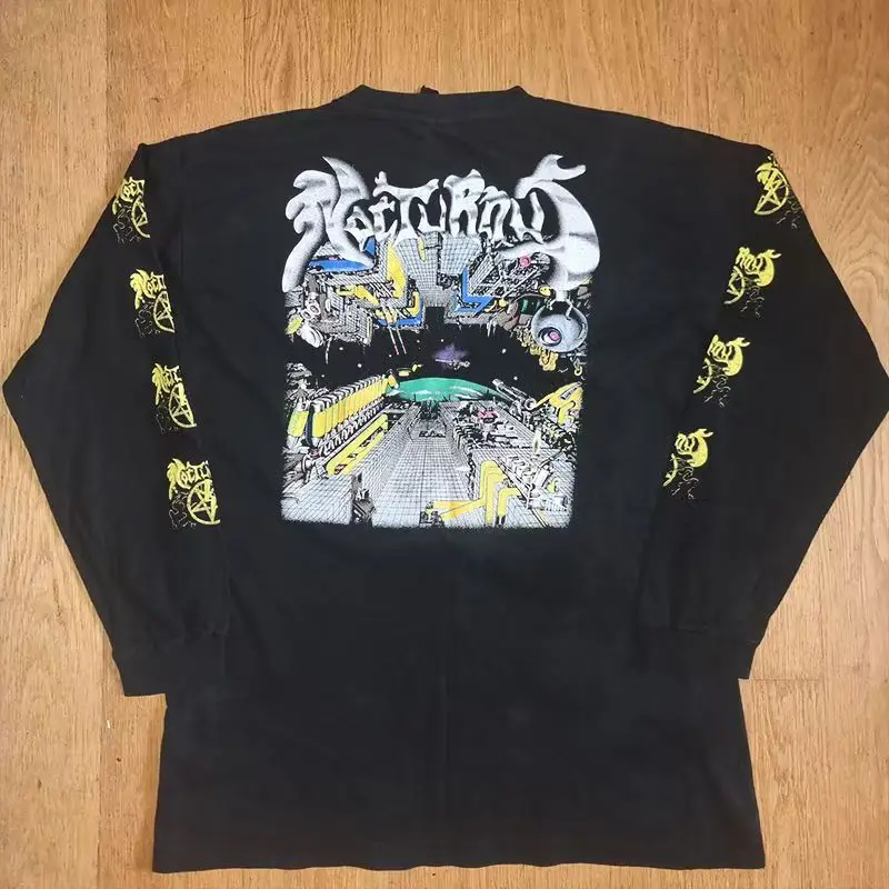 

Men's Y2K Gothic Harajuku Long Sleeve T-Shirt Hip-Hop Streetwear Cotton Graphic Top Punk Retro Casual round Neck