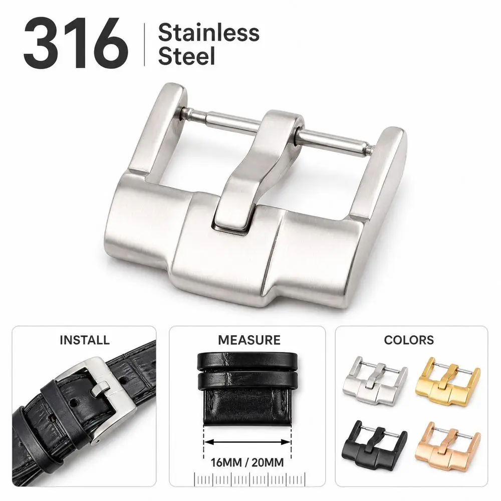 New 316 Stainless Steel Watch Clasp Metal Pin Buckle Watch Pin Buckle Watch Strap Buckle Watchband Repair