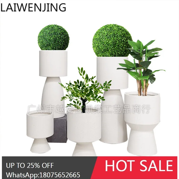 MJY Floor-Standing Fiberglass Vase Dining Table Green Plant Floral Art Display Decoration