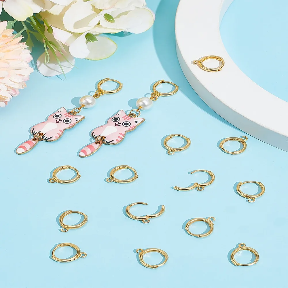 1 مجموعة 20 قطعة النحاس Huggie هوب القرط النتائج مع حلقة 14.5x11.5x2.5 مللي متر ثقب: 1.8 مللي متر دبوس: 0.7 مللي متر #3