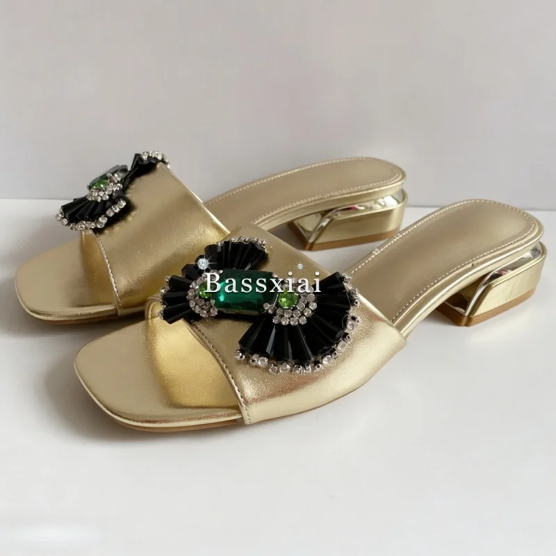 Colorful Sequins Diamond Flower Women's Mules Summer Slip-on Open Toe Concise Style Outwear Slippers view 5