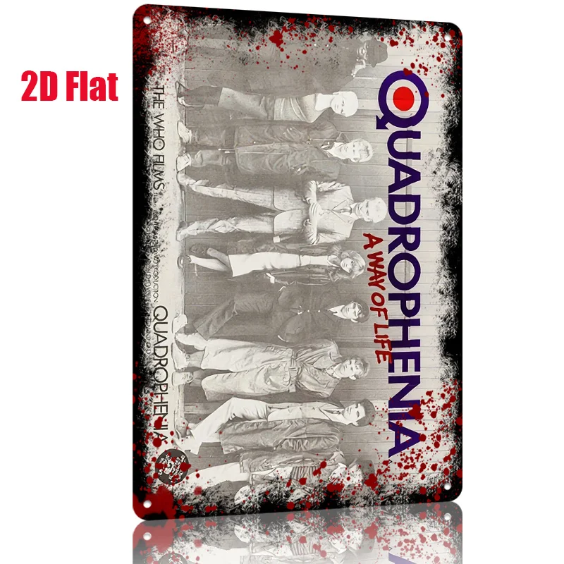 2D Flat Aluminum Classic Quadrophenia Wall Art Rock Band Youth Memories Black White Red Splash Ink Decor